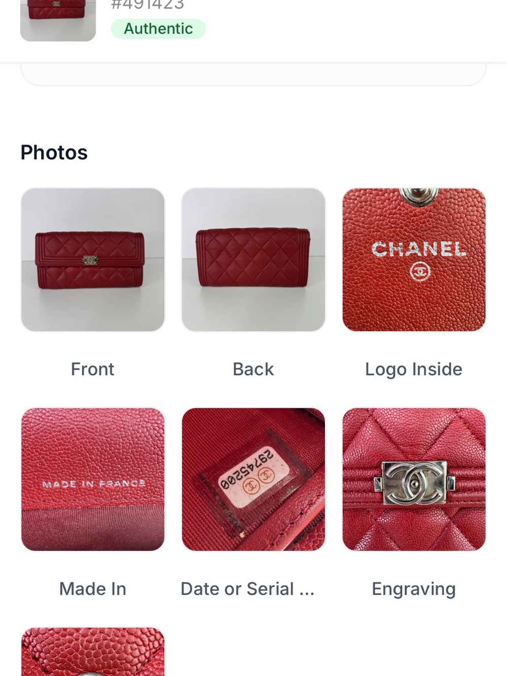 Authentic CHANEL Boy Continental Wallet Red Caviar Leather Ruthenium Hardware - Picture 10 of 10